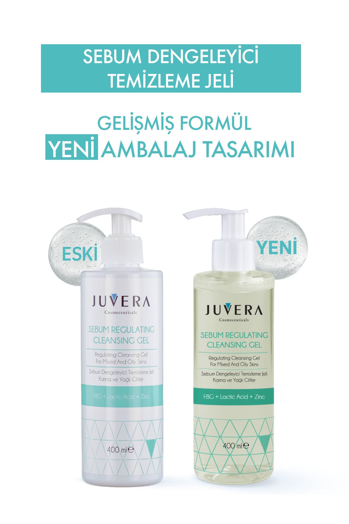 Juvera Siyah Nokta Karşıtı Karma ve Yağlı Ciltler İçin Yıkama Jeli - Sebum Regulating Gel 400 ml – karma ve yağlı ciltler için siyah nokta karşıtı sebum dengeleyici yıkama jeli