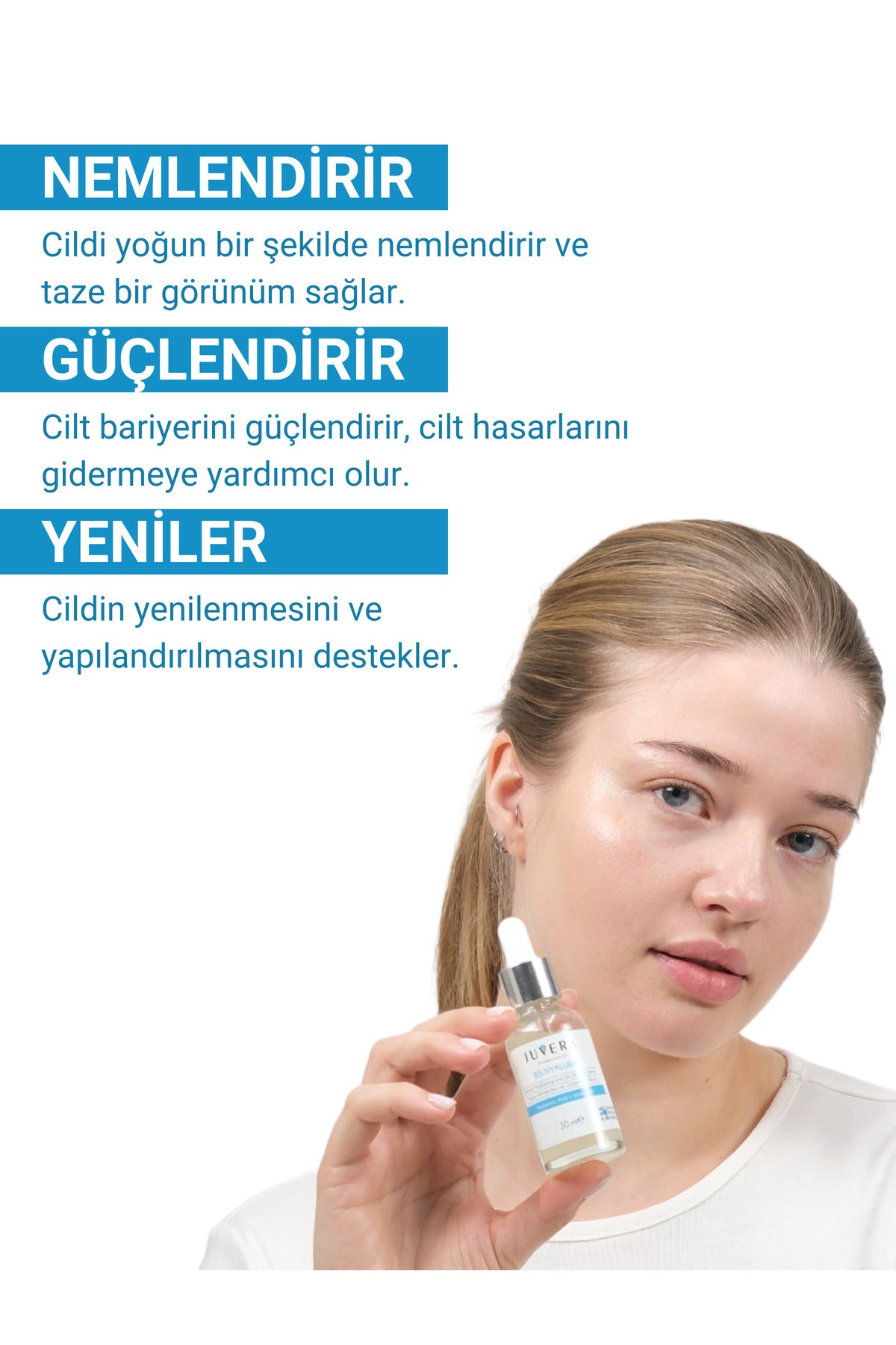 Juvera Hyaluronik Asit Serum Vita B5 - Yoğun Nemlendirici ve Cilt Güçlendirici Serum - B5 Hyalura 30 ml – hyaluronik asit ve B5 içerikli yoğun nemlendirici cilt güçlendirici serum