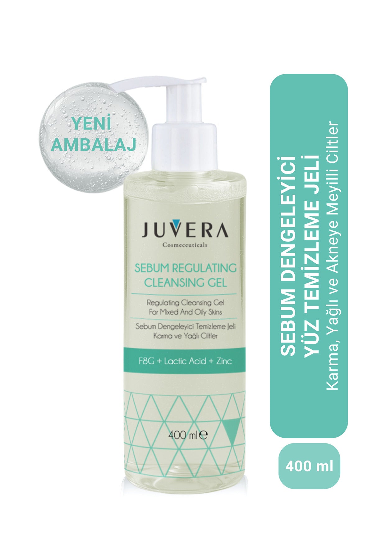 Juvera Siyah Nokta Karşıtı Karma ve Yağlı Ciltler İçin Yıkama Jeli - Sebum Regulating Gel 400 ml – karma ve yağlı ciltler için siyah nokta karşıtı sebum dengeleyici yıkama jeli