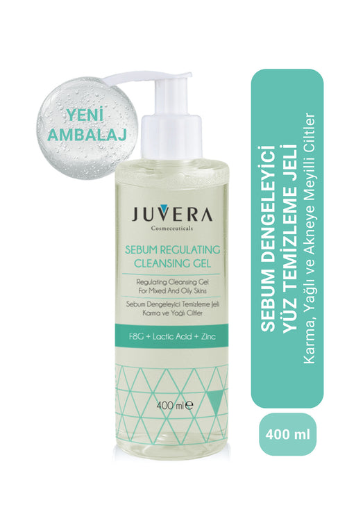 Juvera Siyah Nokta Karşıtı Karma ve Yağlı Ciltler İçin Yıkama Jeli - Sebum Regulating Gel 400 ml – karma ve yağlı ciltler için siyah nokta karşıtı sebum dengeleyici yıkama jeli