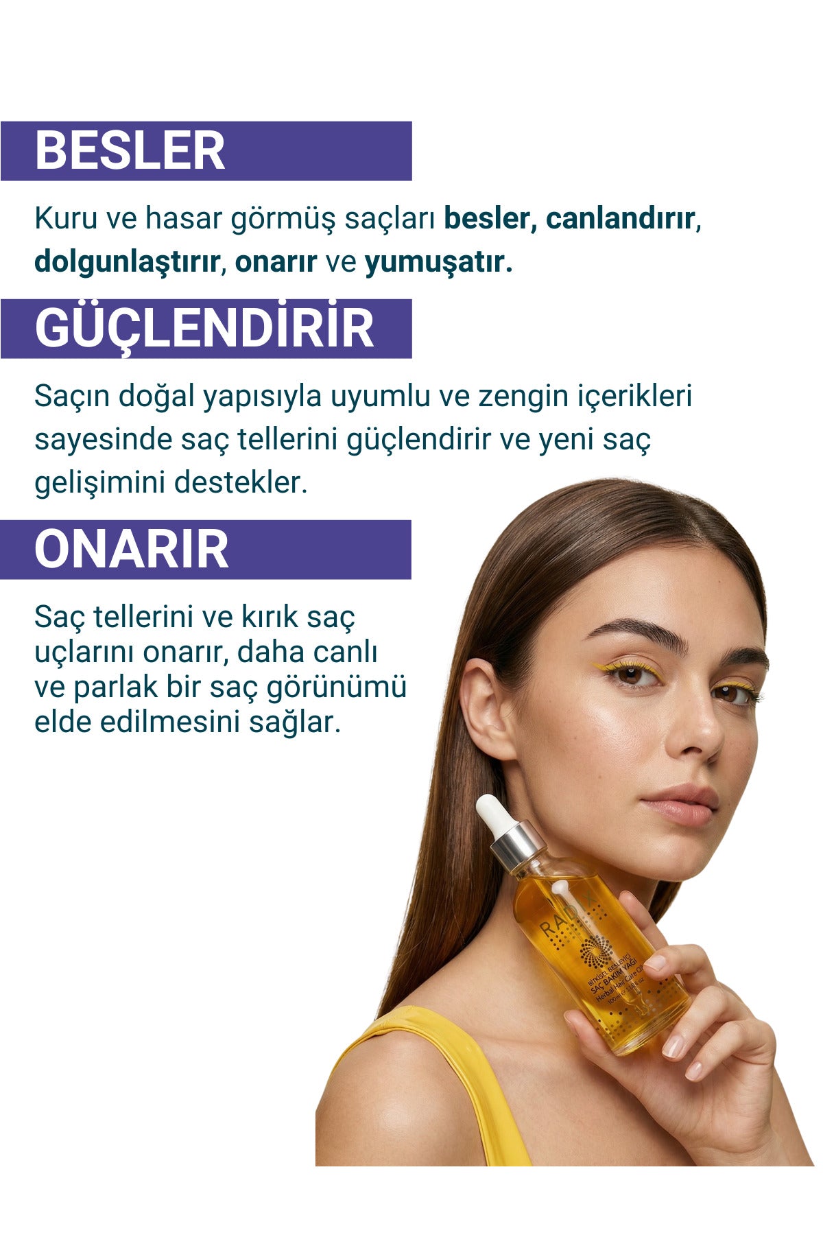 Radix Doğal İçerikli %100 Bitkisel Besleyici Saç Bakım Yağı 100 ml – 17 farklı bitkisel yağ içeren %100 bitkisel besleyici saç bakım yağı