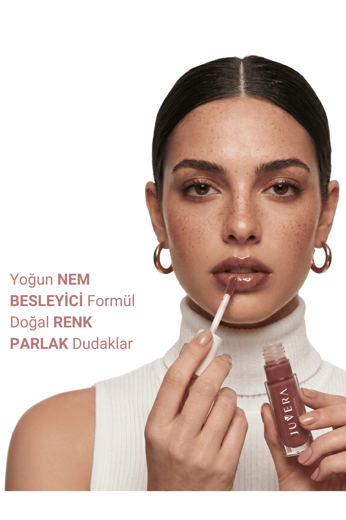 Juvera Nemlendirici Etkili Renkli Dudak Parlatıcısı Peach - Lip Gloss Peach 3 in 1 - 5 ml – nemlendirici etkili Peach renkli dudak parlatıcısı