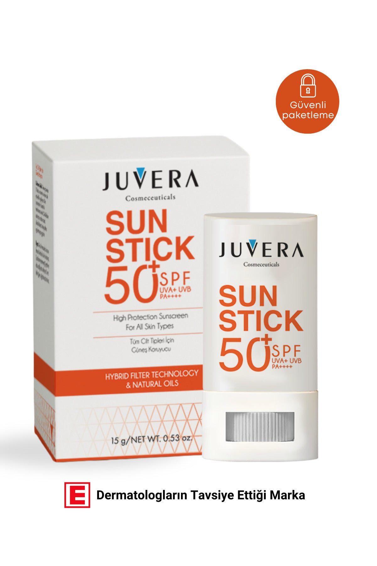Juvera Stick Güneş Koruyucu Krem Tüm Cilt Tipleri Için 50spf Pa++++ 15 gr – tüm cilt tipleri için geniş spektrumlu, stick formda pratik güneş koruyucu
