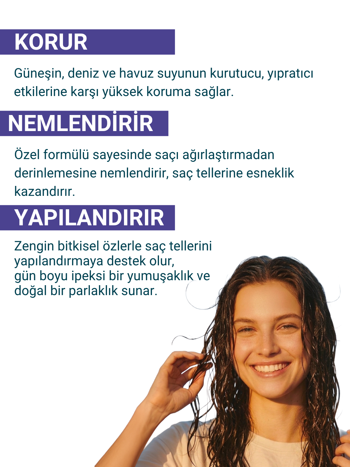SPF50+ UV Ve Isı Koruyucu Saç Bakım Spreyi | Güneş Deniz Ve Havuz Suyu Yıpranmalarına Karşı 150 ML
