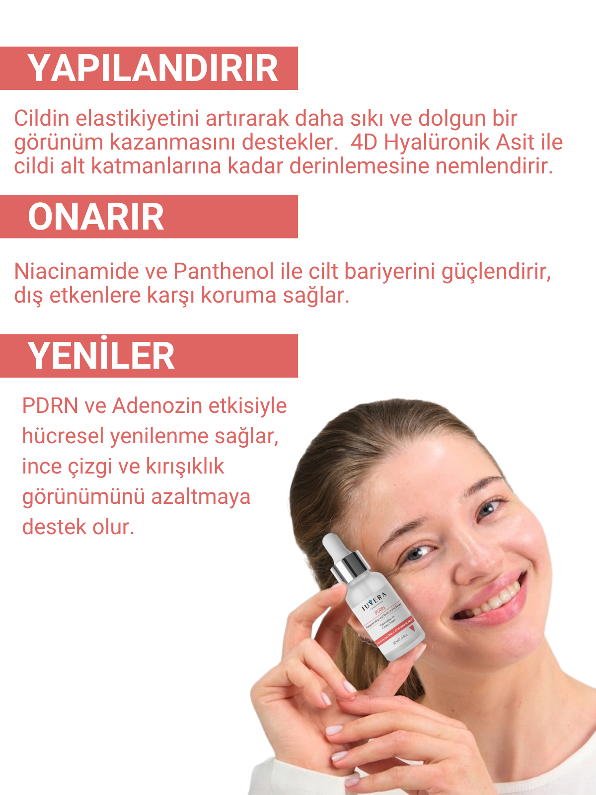 PDRN ve 4D Hyaluronik Asit İçeren Kırışıklık Karışıtı Cilt Yenileyici Serum 30ML